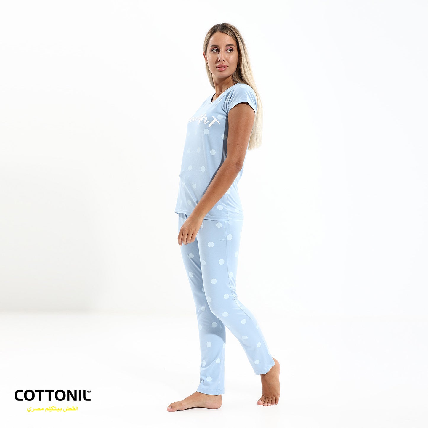 Womens Pajama Set (Half sleeves + Pant) - Blue720