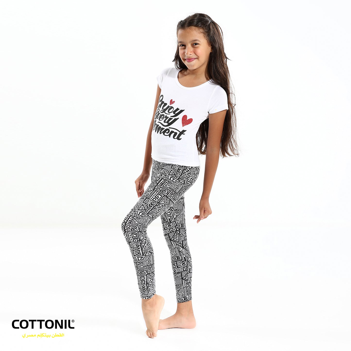 Grils Pajama (Pantacore + Half sleeves) - White & Black