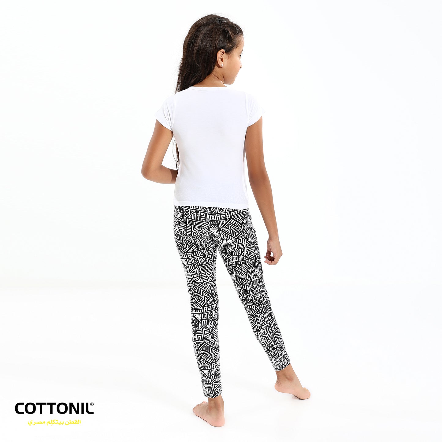 Grils Pajama (Pantacore + Half sleeves) - White & Black