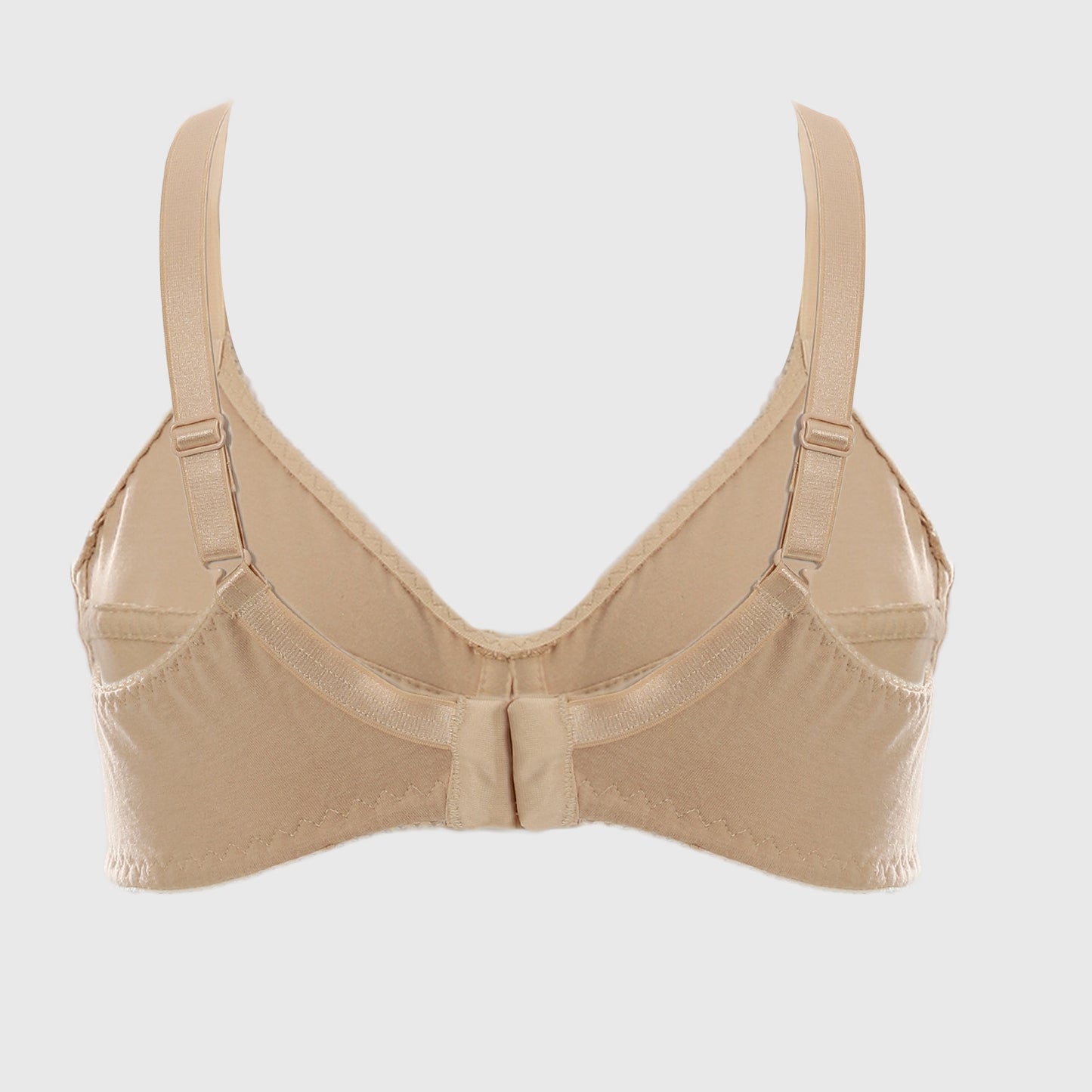 Plain Beige Cotton Minimizer Bra With A Small Ribbon