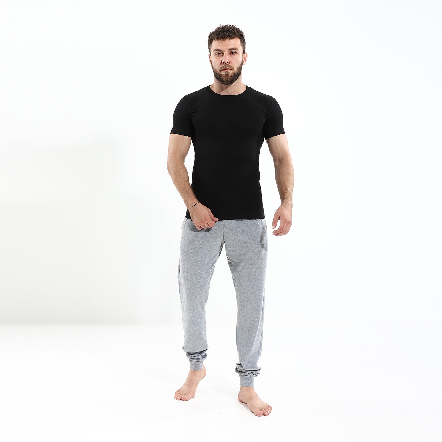 Men's short sleeves (O) Stretch-Black