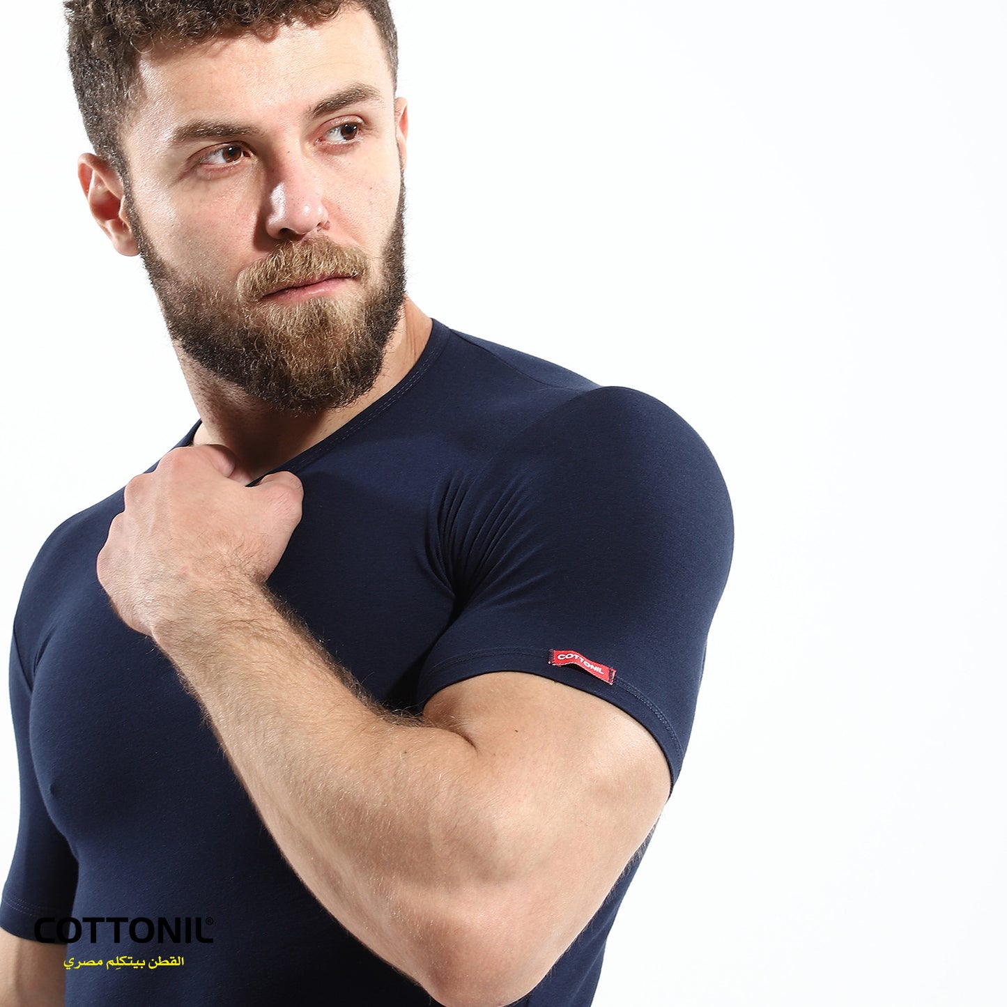 Men's short sleeves (O) Stretch-Nevy