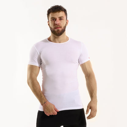Men's short sleeves (O) Stretch-White