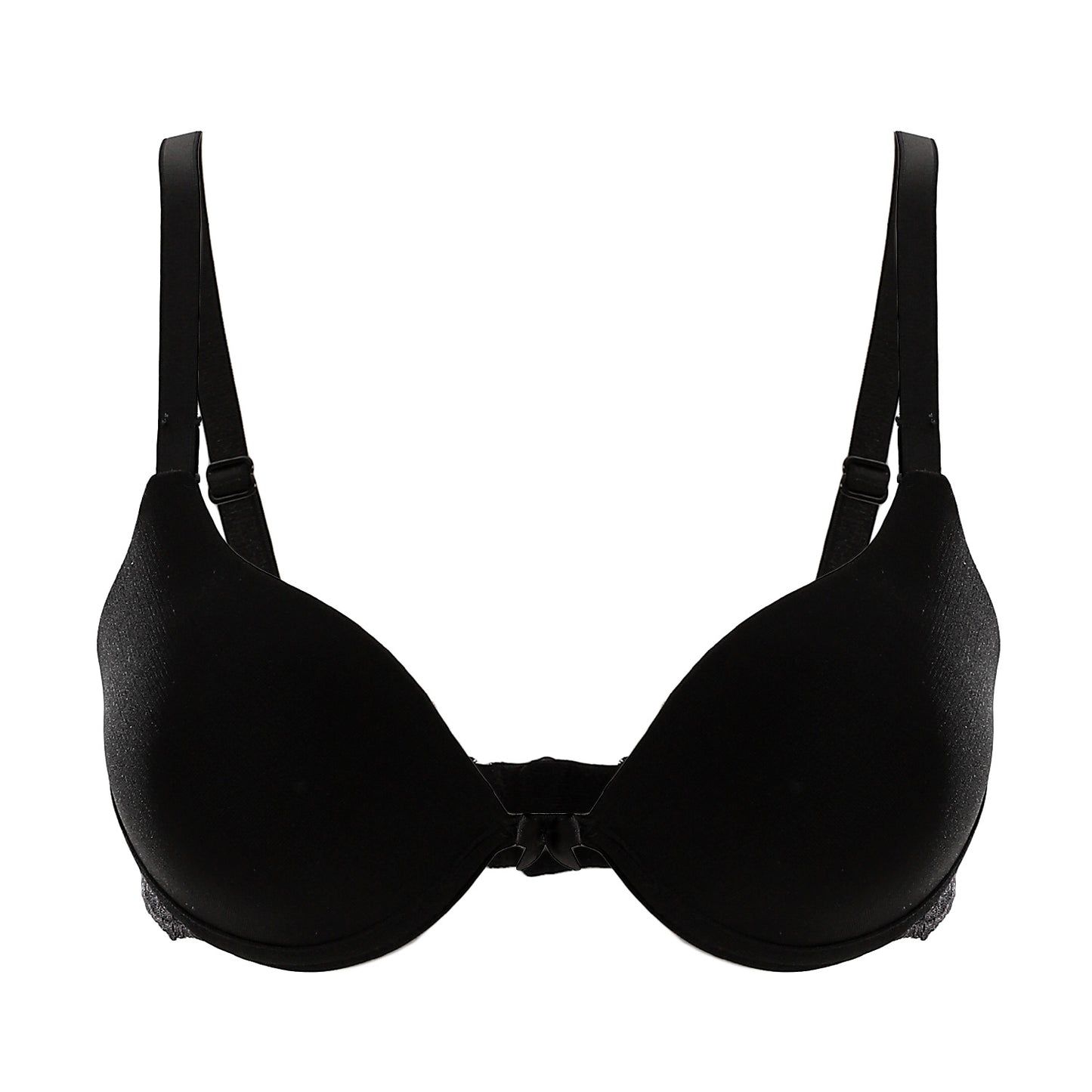 Plain Cups With Back Black Lace Details Push Up Bra