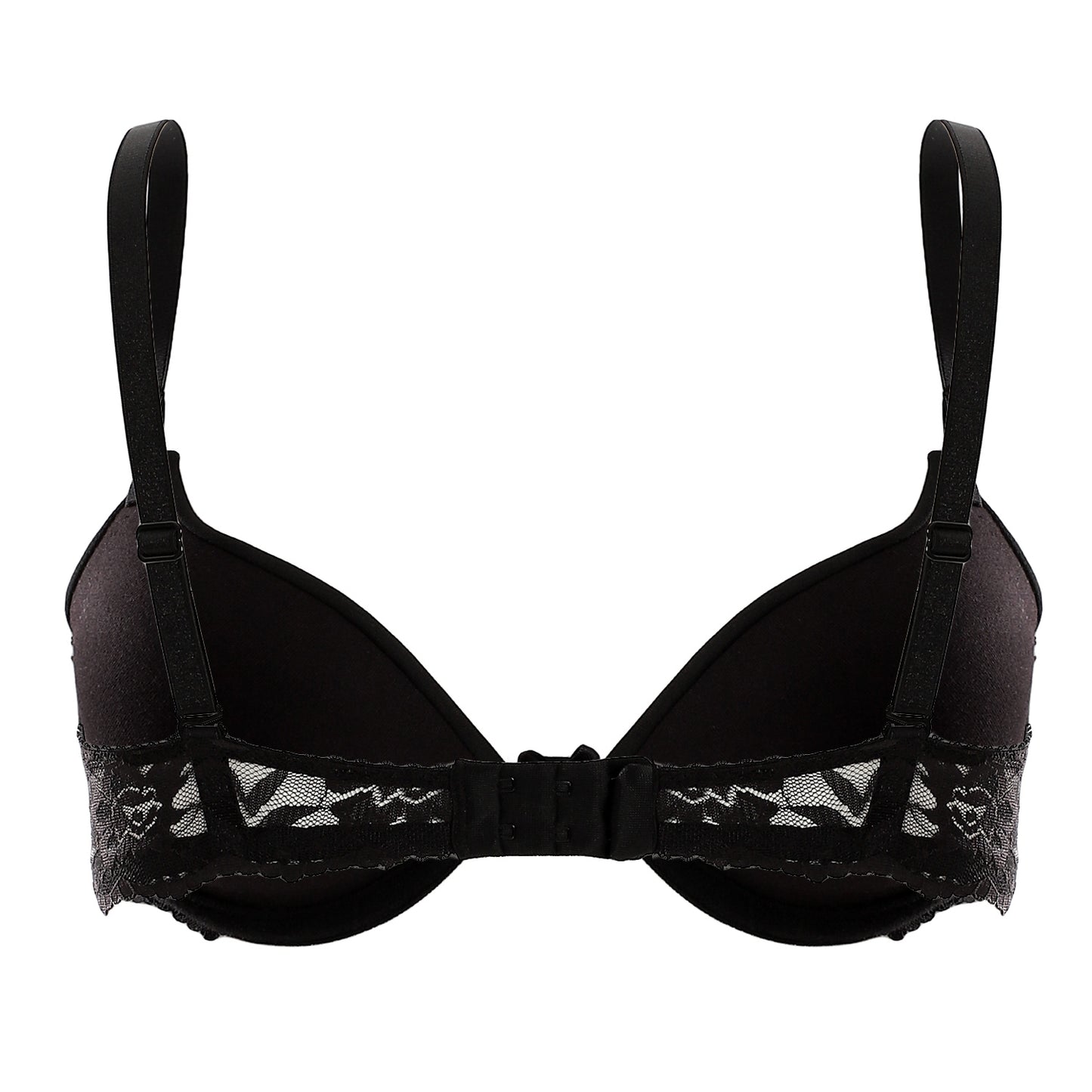 Plain Cups With Back Black Lace Details Push Up Bra