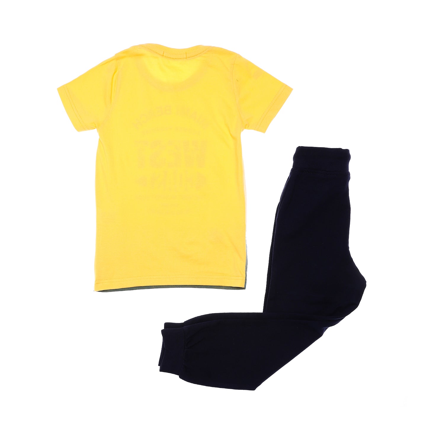 Slip On Gradient Yellow, Olive & Navy Blue Printed Boys Pajama