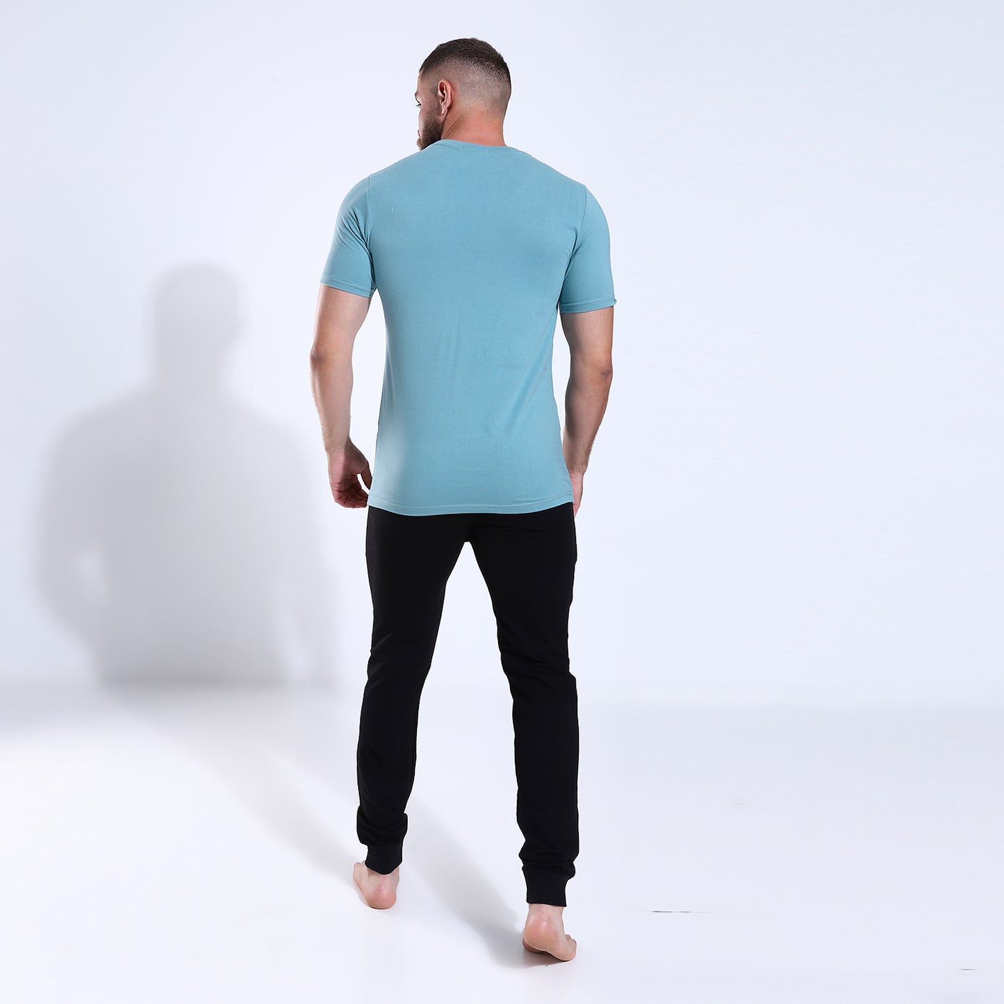 Men's Black Bottom Printed Tee Over Pajama