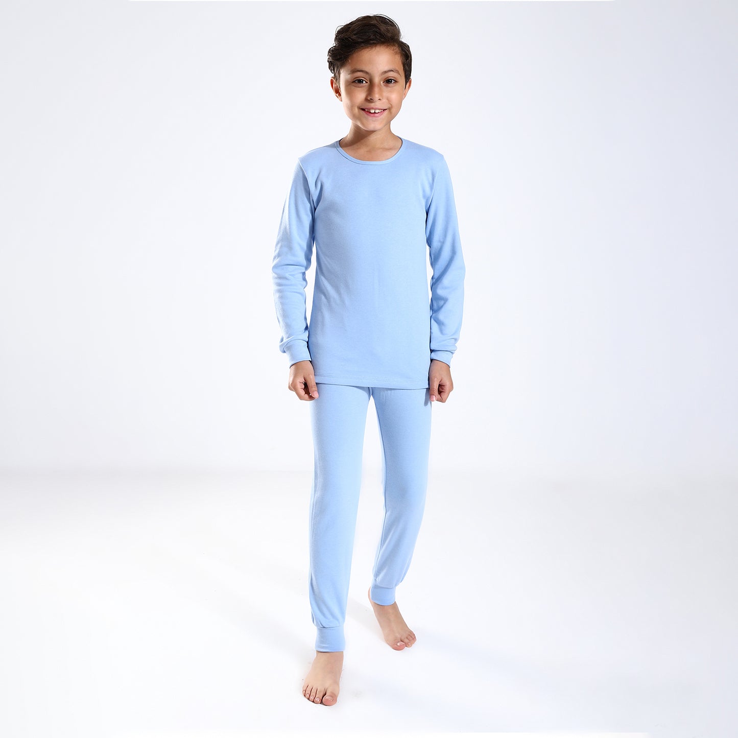 Boys Thermal Slip On, Elastic Waist & Elastic Hem Cotton Undergarment - Baby Blue