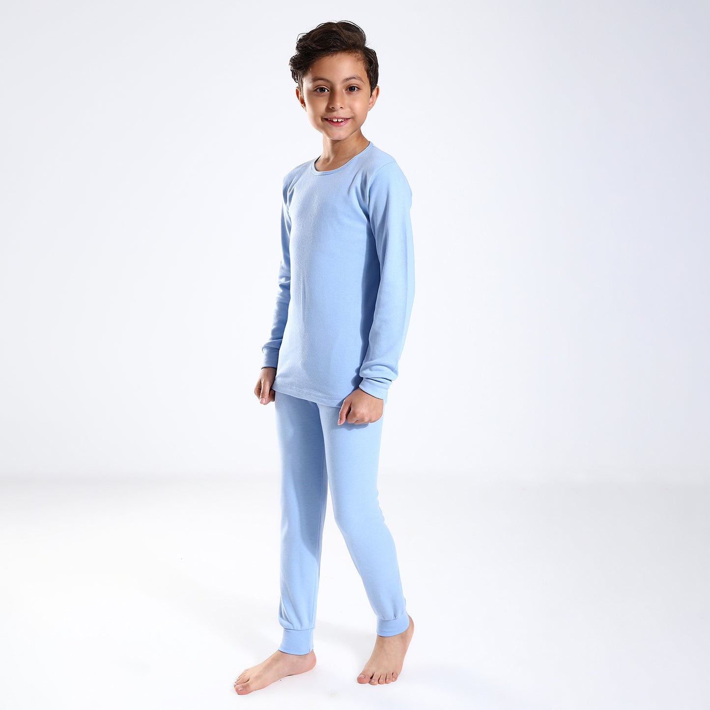 Boys Thermal Slip On, Elastic Waist & Elastic Hem Cotton Undergarment - Baby Blue