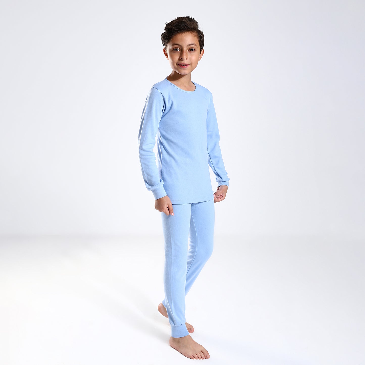 Boys Thermal Slip On, Elastic Waist & Elastic Hem Cotton Undergarment - Baby Blue
