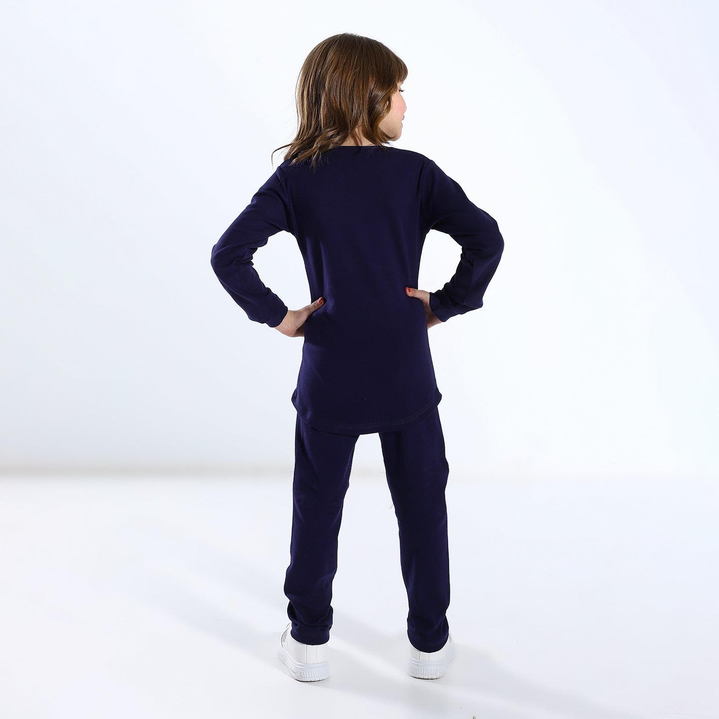 Girls Interlock thermal (Inner fluff) set - Navy