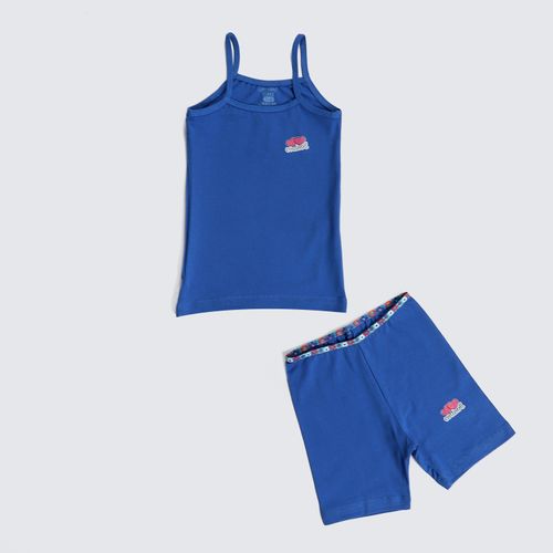 Girls Printed Set (short +Top)-Blue
