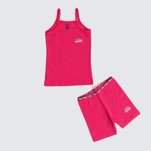 Girls Printed Set (short +Top)-Fuchsia