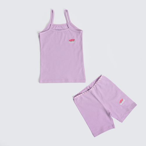 Girls Printed Set (short +Top)-mauve