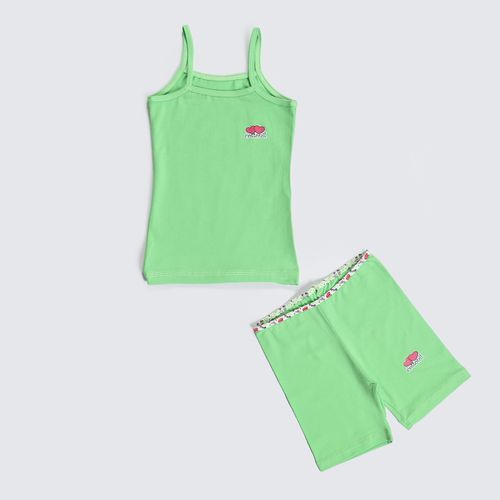 Girls Printed Set (short +Top)-Green