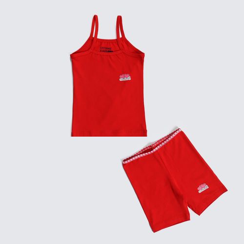Girls Printed Set (short +Top)-Red
