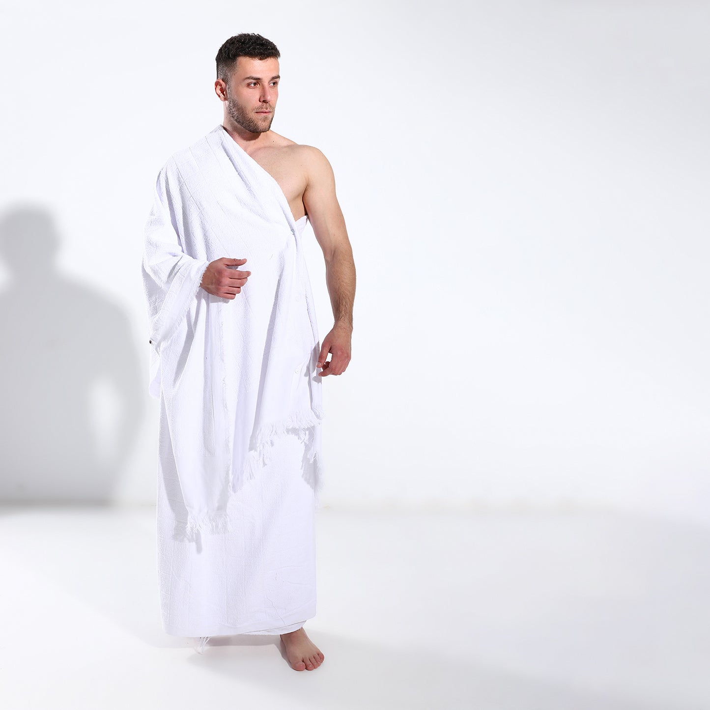 Cottonil Plaids Patterned White Cotton Ihram Wear