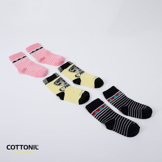 Pack Of 3 Stripped Cotton Kids Socks