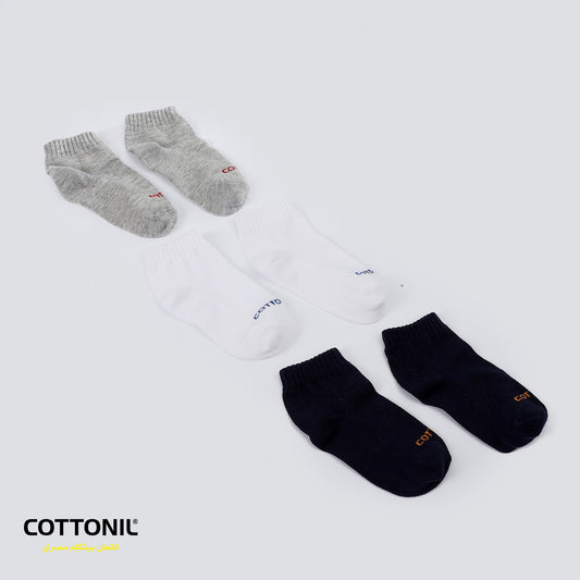 Pack Of 6 Plain Cotton Ribbed Trim Baby Ankle Socks -سوكیت أطفال
