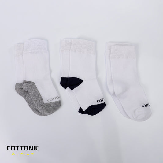 Pack Of 3 Boy Mid Calf White Socks -شراب أطفال ابیض