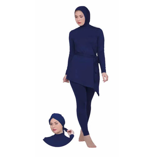 لباس سباحة نسائي إسلامي (بوركيني) - أزرق داكن