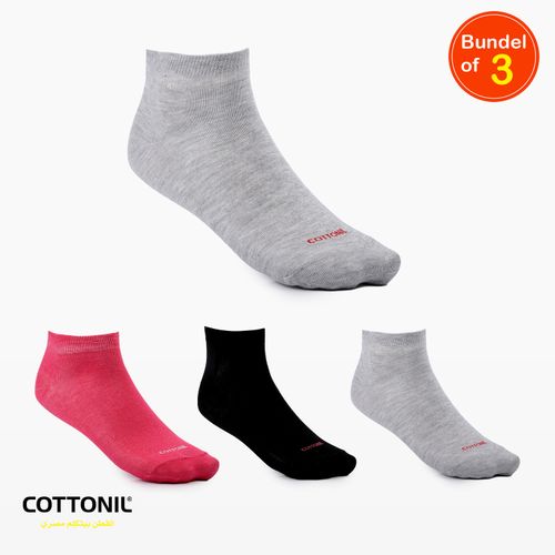 Pack Of 3 Basic Cotton Women Ankle Socks