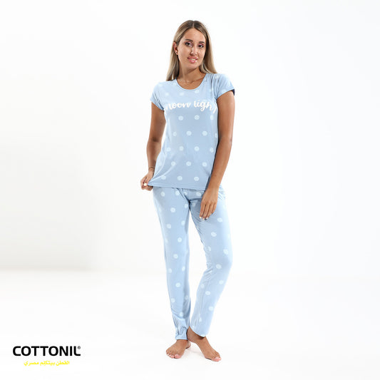 Womens Pajama Set (Half sleeves + Pant) - Blue