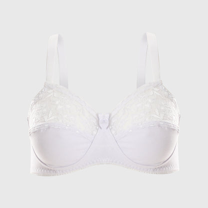Minimizer Lace & Synthetic White Comfy Bra