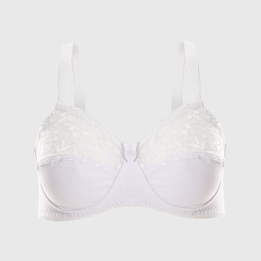 Minimizer Lace & Synthetic White Comfy Bra