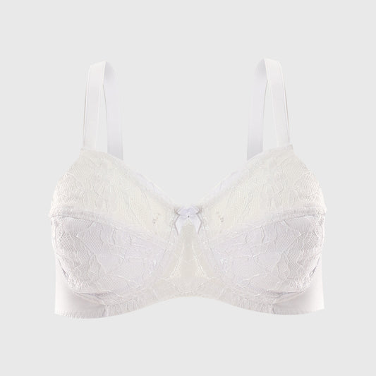 Two Halves Cup Minimizer White Lace & Synthetic Bra