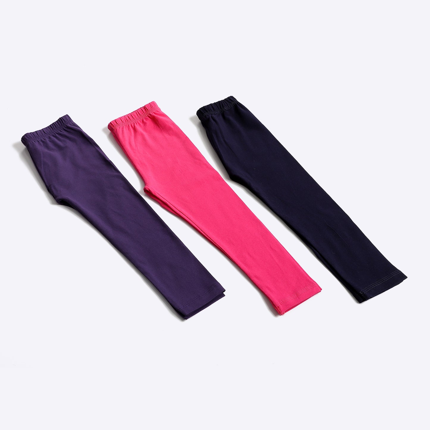 Plain Cotton Slip On Comfy Girls Leggings-Colored