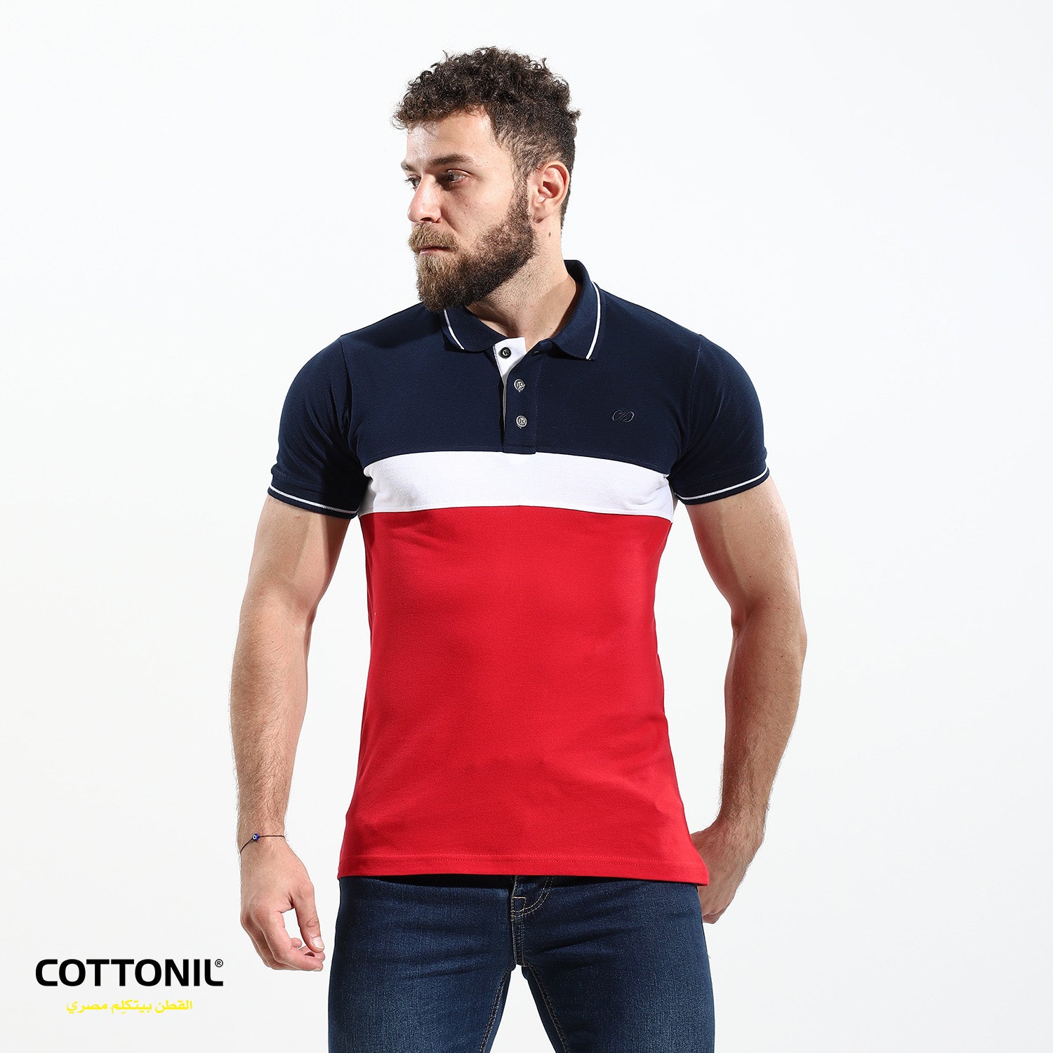 Navy and red polo shirt deals