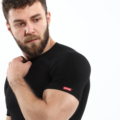 Men's short sleeves (O) Stretch-Black