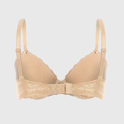 Full Lace Padded Beige Floral Patterned Bra