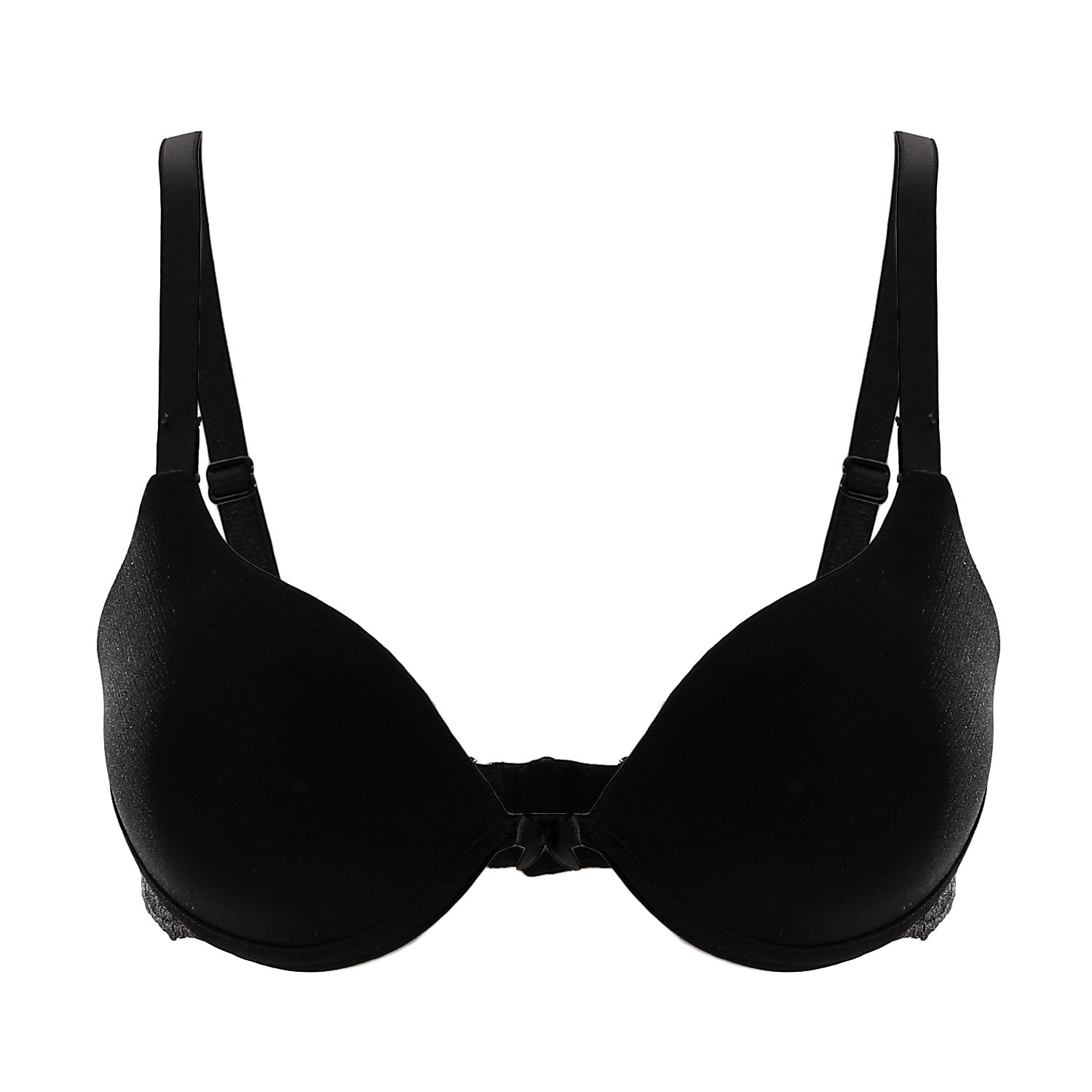 Plain Cups With Back Black Lace Details Push Up Bra برا بدن دانتيل