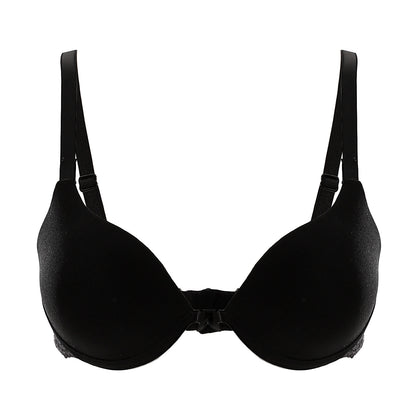 Plain Cups With Back Black Lace Details Push Up Bra  برا بدن دانتيل بوش اب