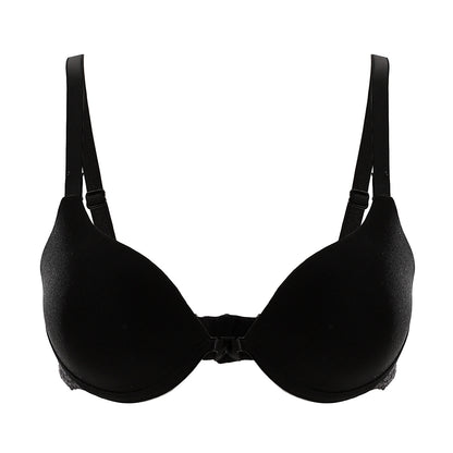 Plain Cups With Back Black Lace Details Push Up Bra