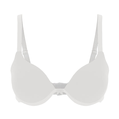 White Lace Back Plain Push Up Padded Cups Bra