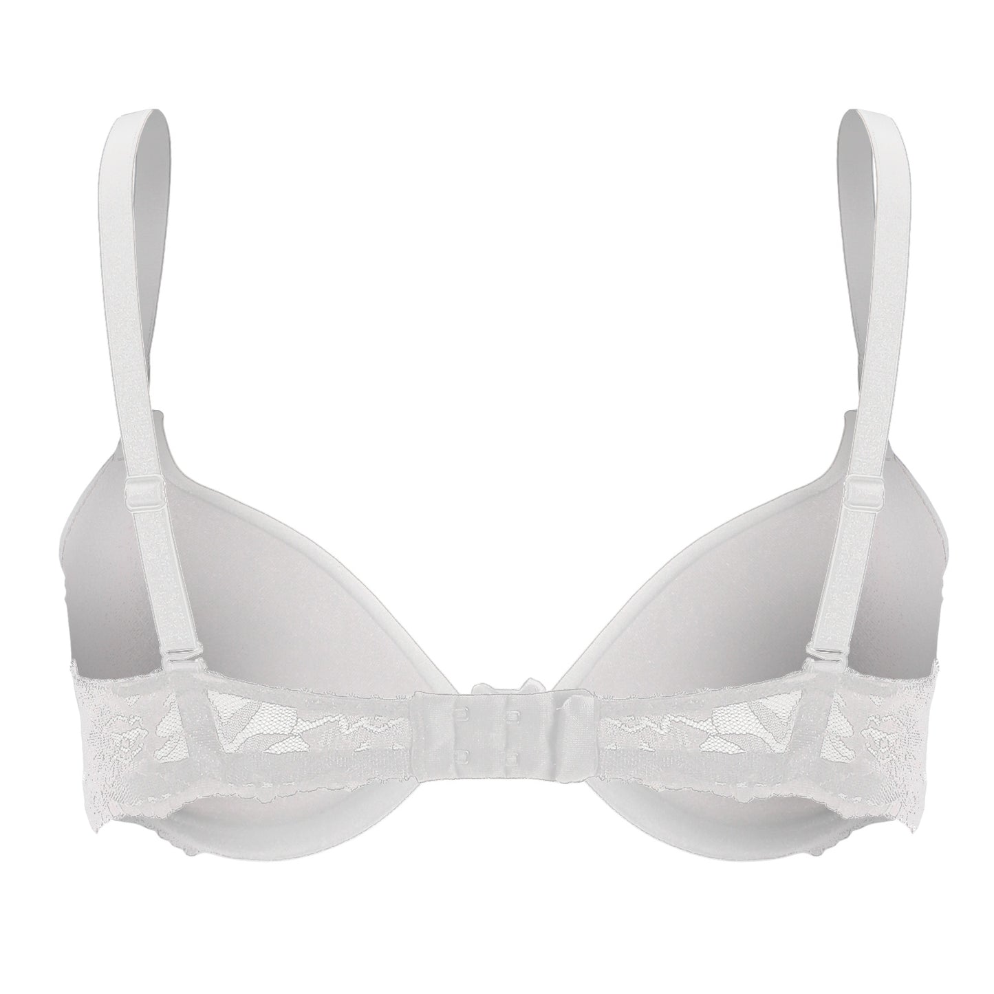 White Lace Back Plain Push Up Padded Cups Bra