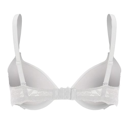Half Floral Lace Decorated Padded White Bra