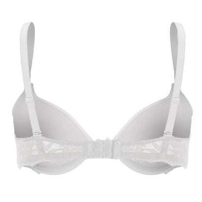 Half Floral Lace Decorated Padded White Bra