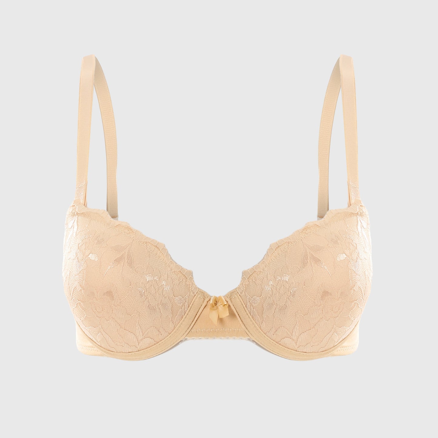 Floral Lace Cups Beige Push Up Bra
