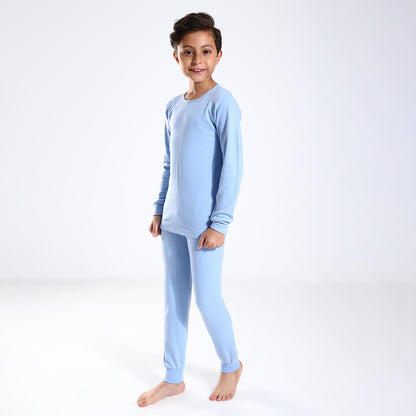 Boys Thermal Slip On, Elastic Waist & Elastic Hem Cotton Undergarment - Baby Blue