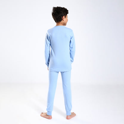 Boys Thermal Slip On, Elastic Waist & Elastic Hem Cotton Undergarment - Baby Blue
