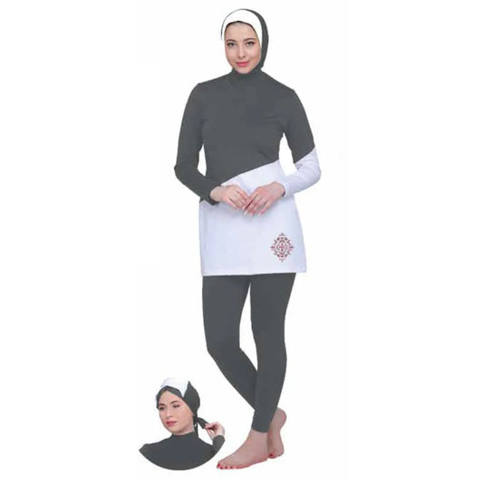 لباس سباحة نسائي إسلامي (بوركيني)- رمادي