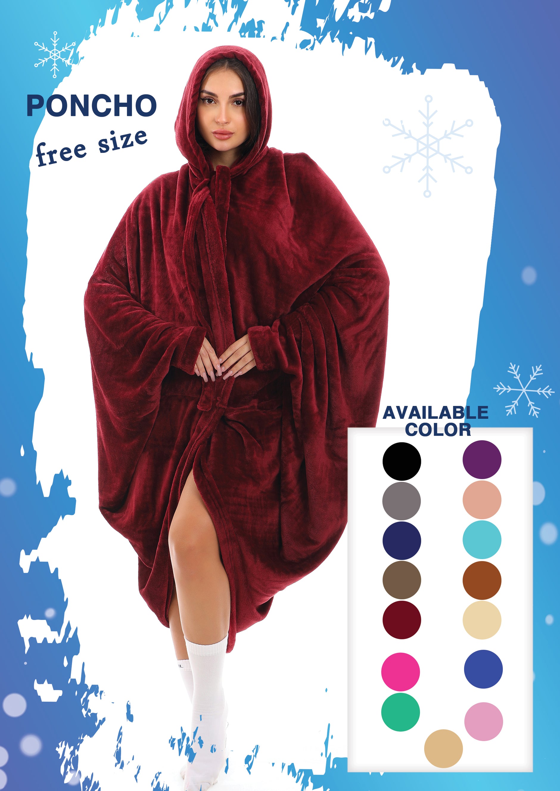 poncho unisex multi colors (open)
