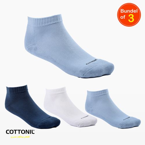 Men Classic Ribbed Trim Ankle Socks - Pack Of 3