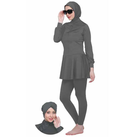 Women's Islamic Swimsuit (Burkini)- Grey